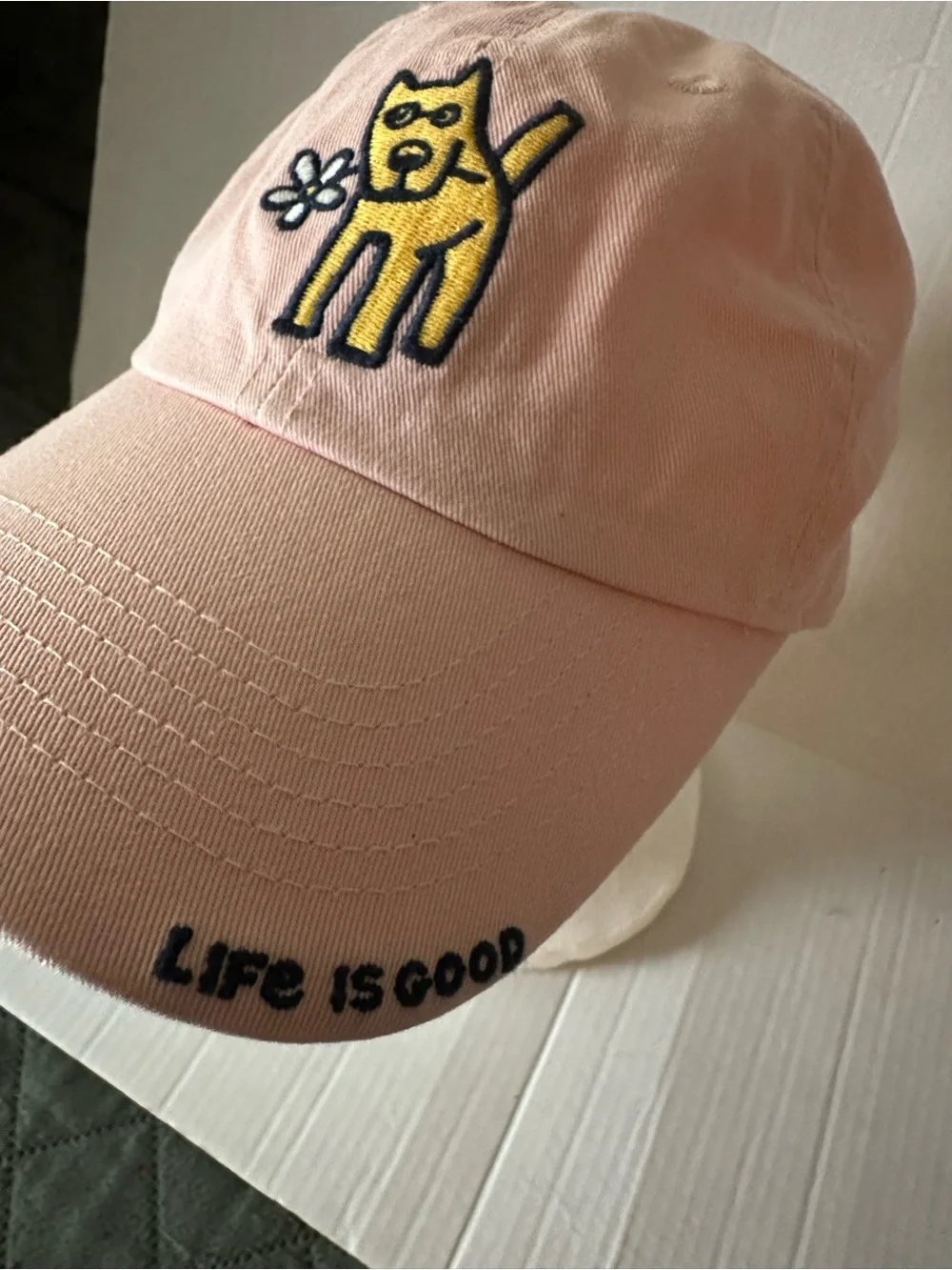 Life Is Good Pink Jake Dog Embroidered Baseball Cap Kindness Is Free Adjustable